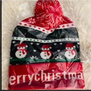 Festive Red and Black adults and kids Christmas Beanie